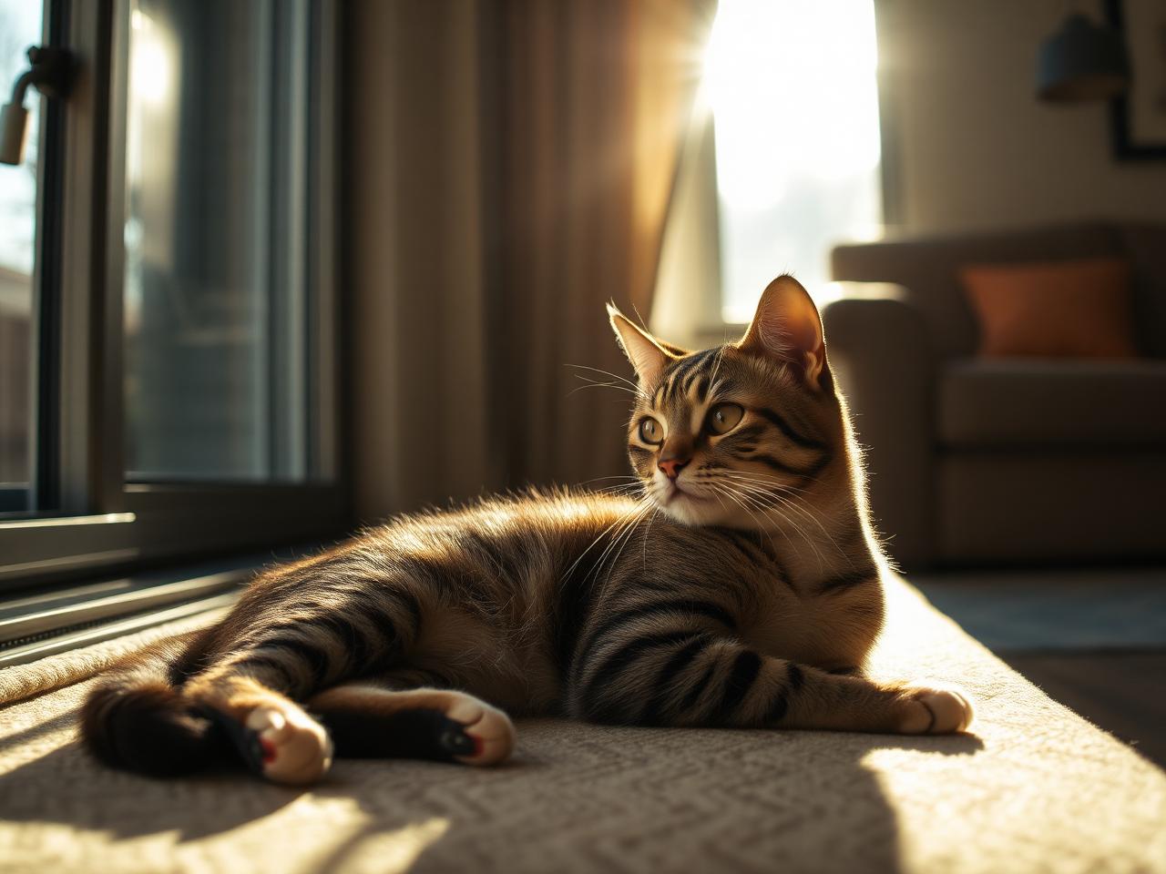 Bored indoor cat staring at window